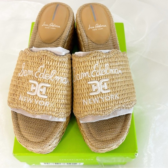 Sam Edelman Women's Camila Wedge Sandal Sand Raffia 8 Medium - Picture 4 of 8